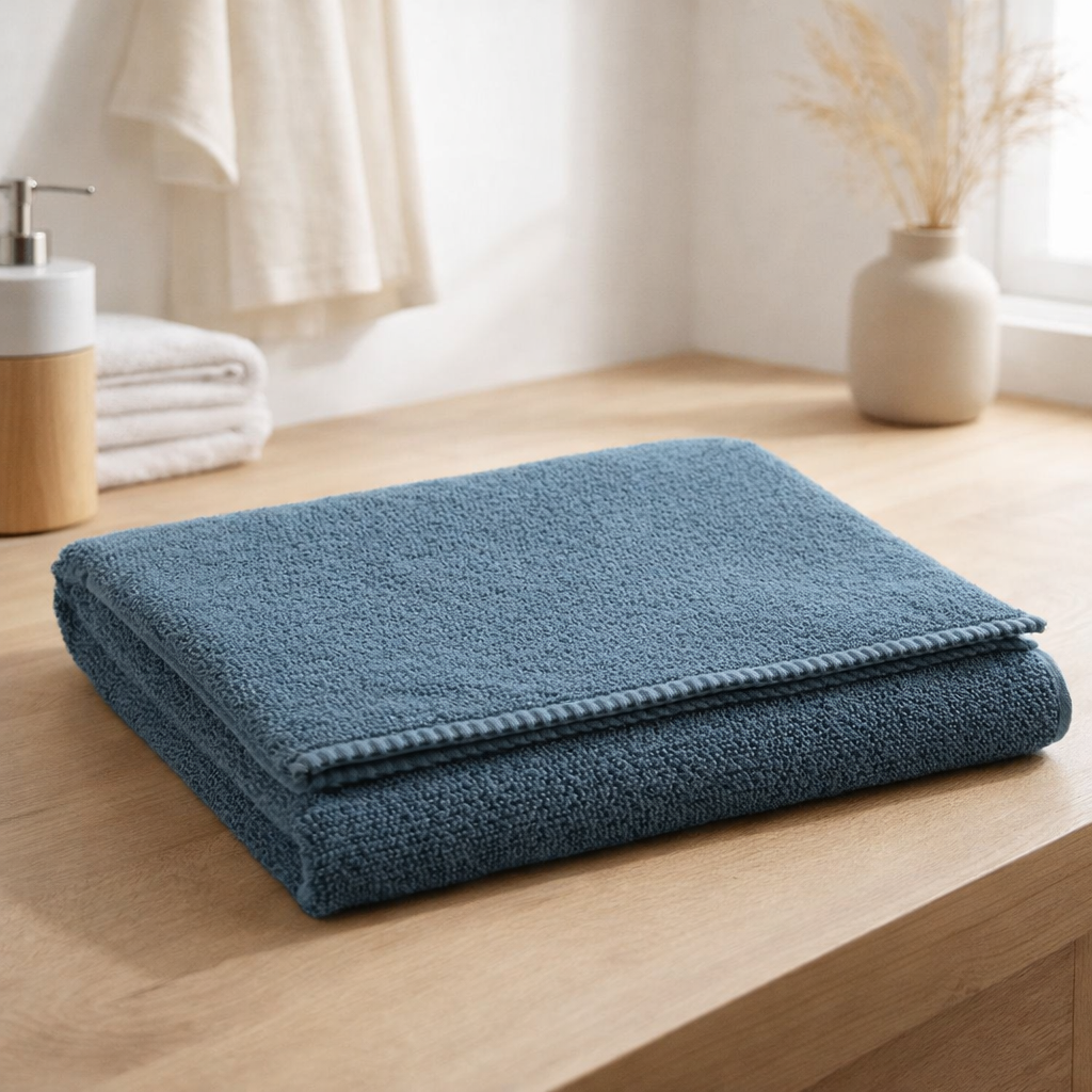 Serviette de toilette Bora Acier 50 x 100 en situation