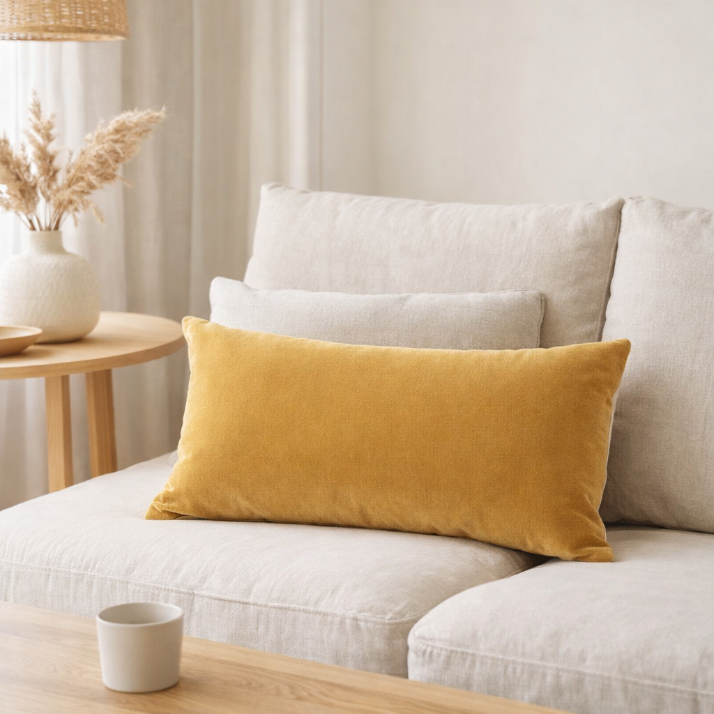 Coussin uni Elise Mais 30 x 50 en situation