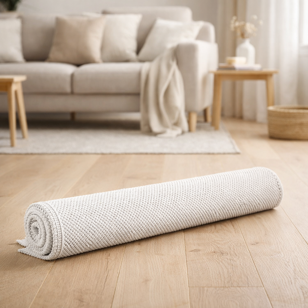 Tapis de bain uni Etia Neige 54 x 110 en situation