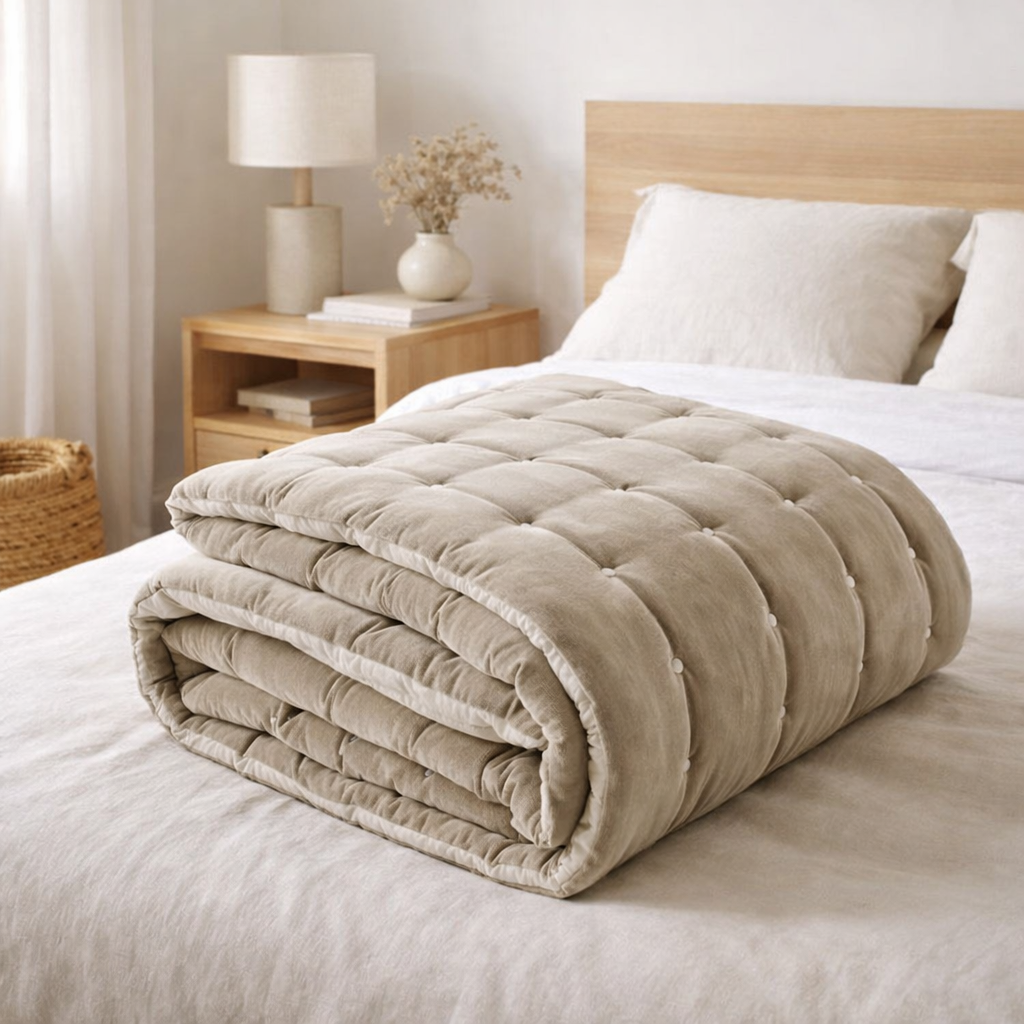 Edredon Uni Elise Ficelle 160 X 160 en situation