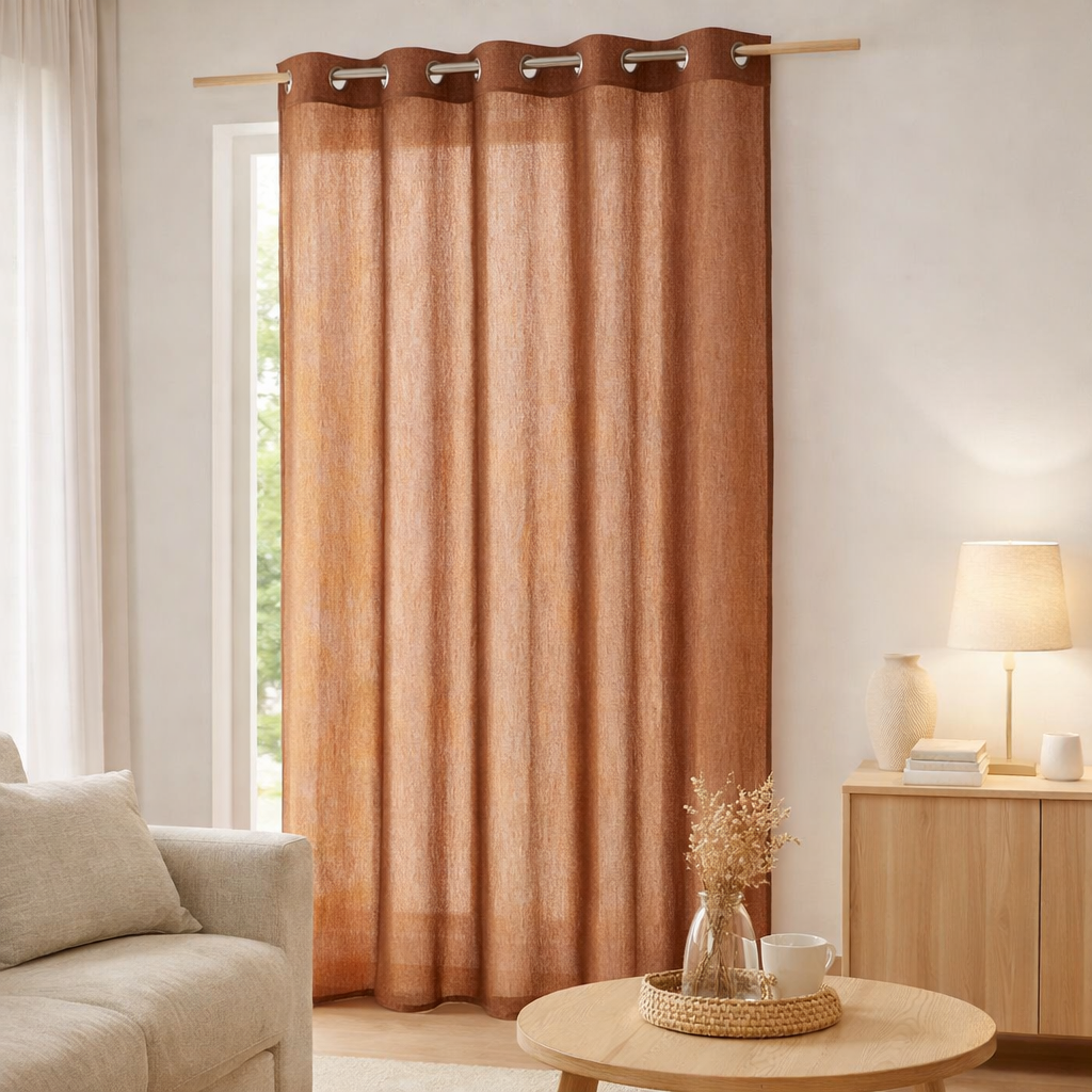 Rideau voile Zeff Caramel 140 x 280 en situation