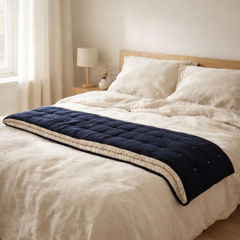Chemin de lit uni Elise Cobalt 90 X 240 en situation