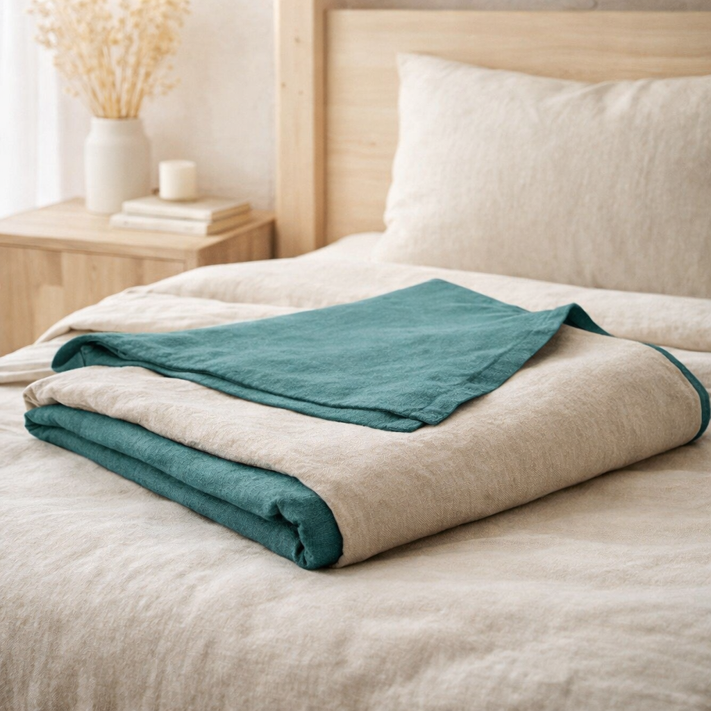Drap plat Stonewashed Zeff/Zephyr Prusse 240 x 300 en situation