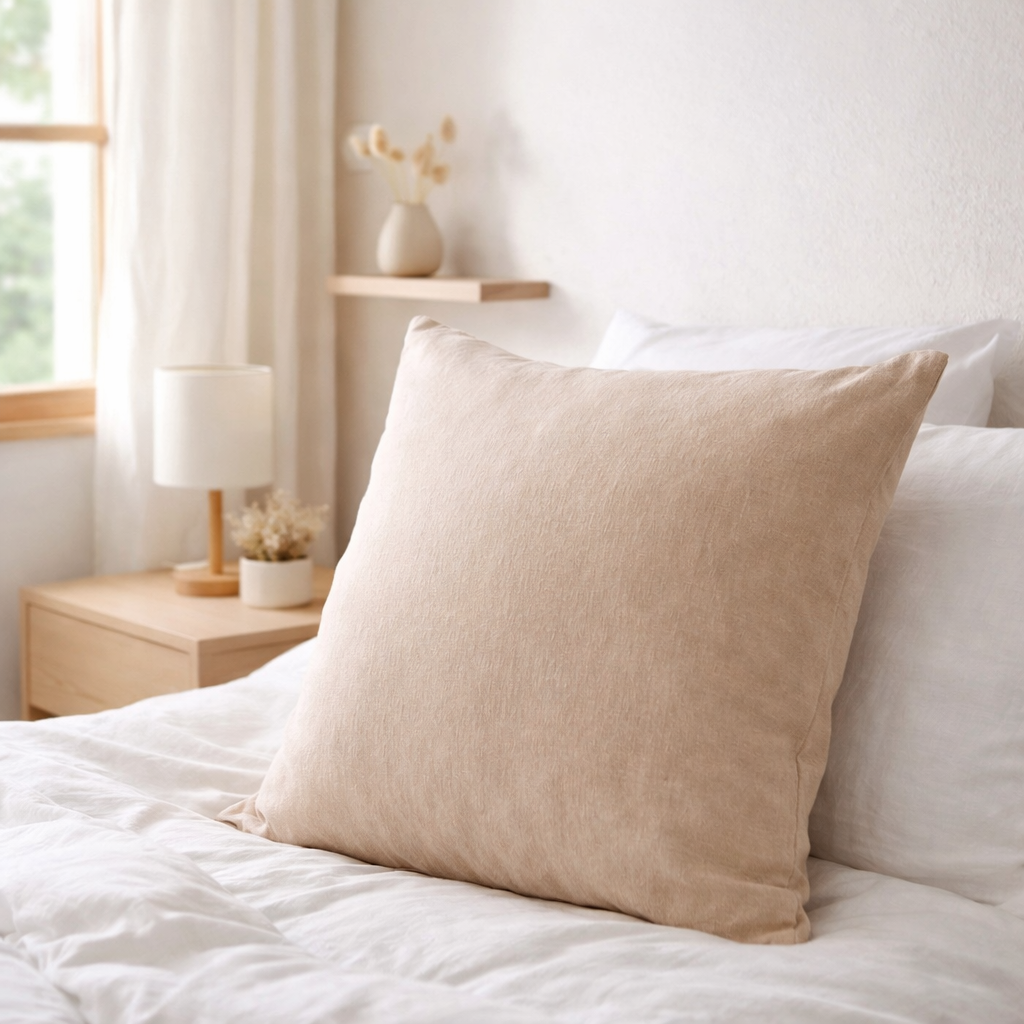 Taie d'oreiller stonewashed Zeff Aubepine 65 x 65 en situation