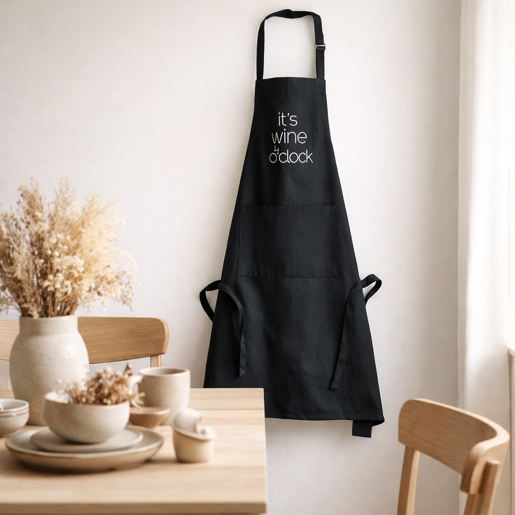 Tablier de cuisine Wine Noir 90 x 75 en situation