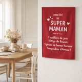 Torchon Message Super Maman Rouge 50 x 70 en situation