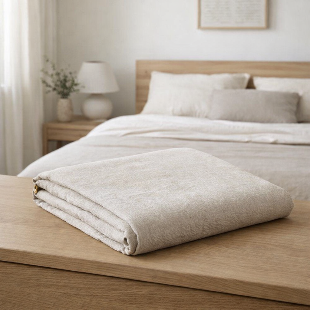 Drap Housse Stonewashed Zephyr Naturel 180 X 200 en situation