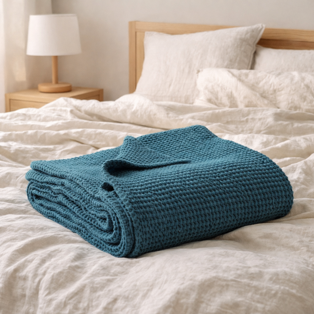 Jete de Lit Stonewashed Maia Topaze en situation