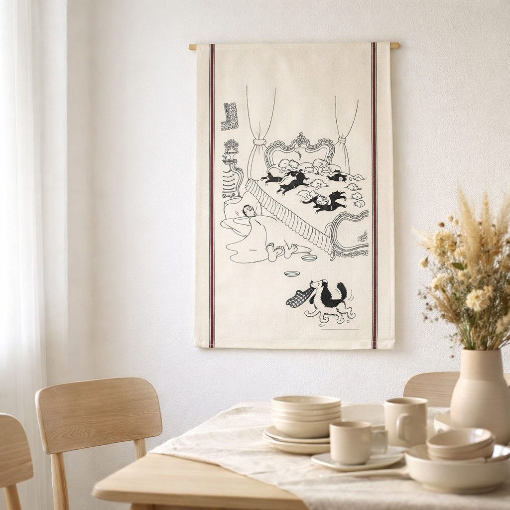Grand torchon Dubout Courte nuit Ecru 60 x 80 en situation