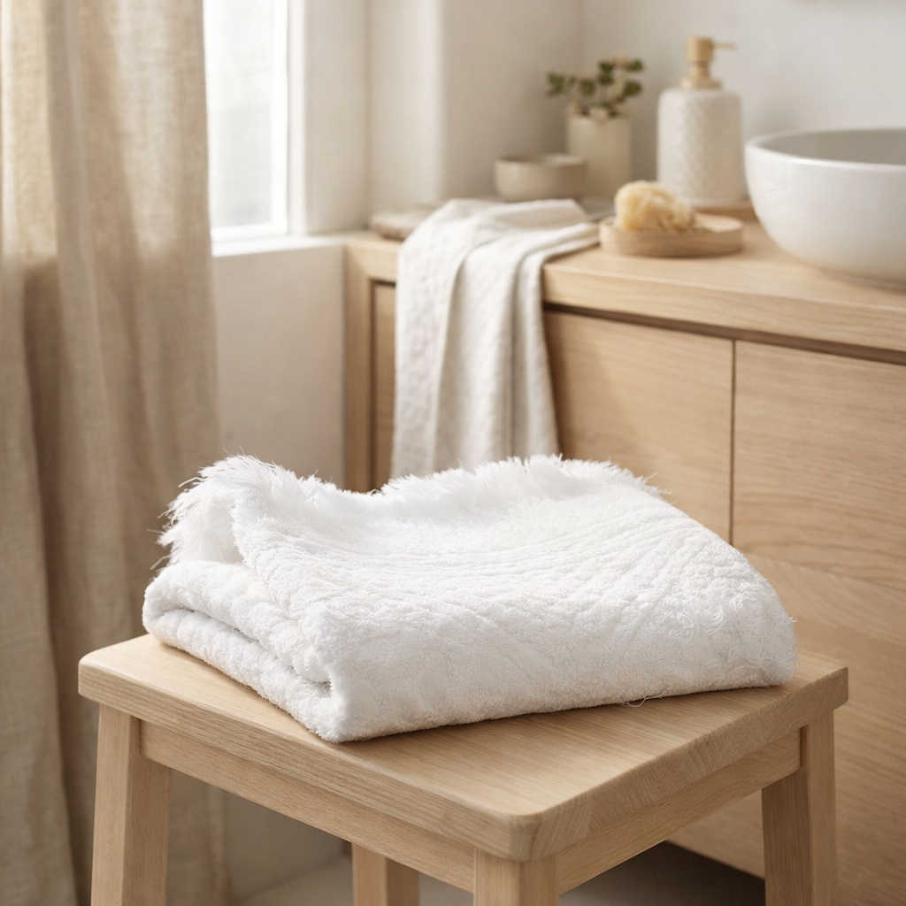 Drap de douche Zoé Neige en situation