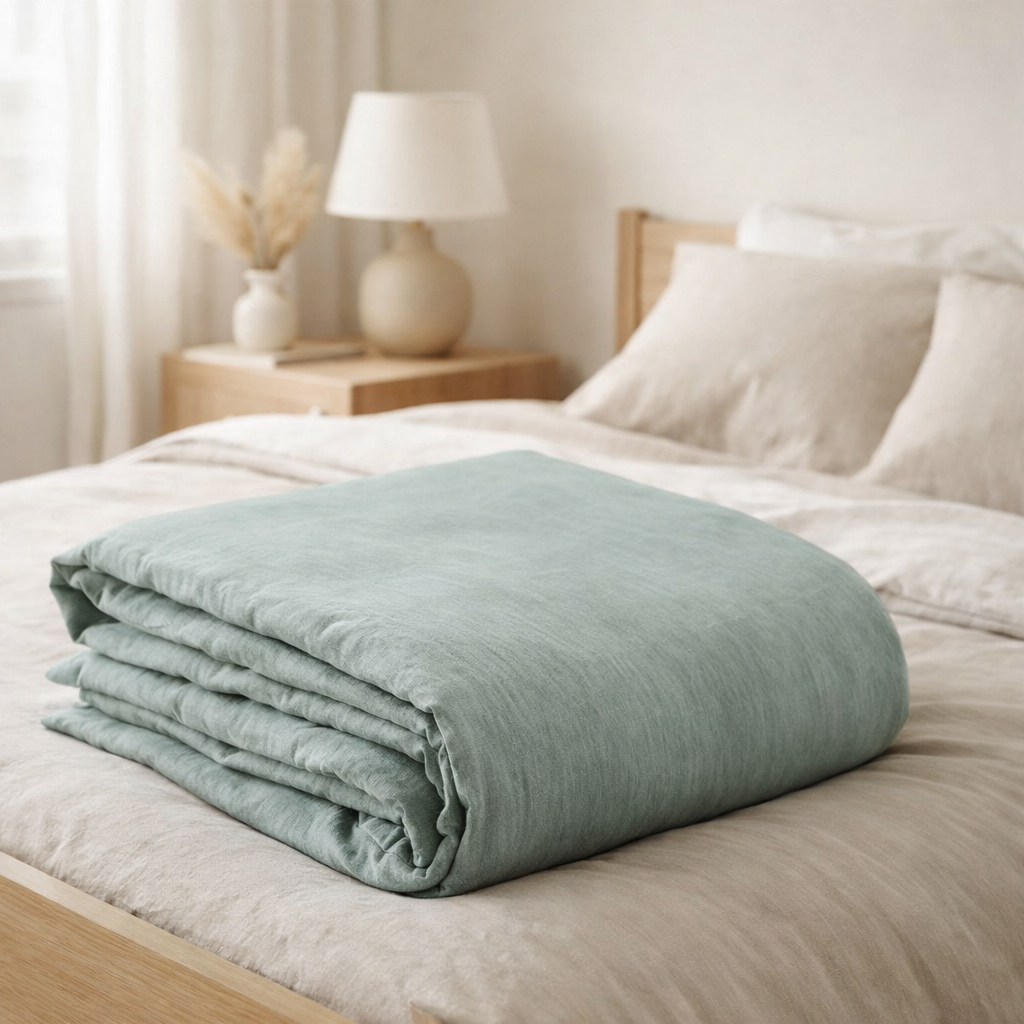 Housse de couette Stonewashed Zeff Vert de gris 260 x 240 en situation
