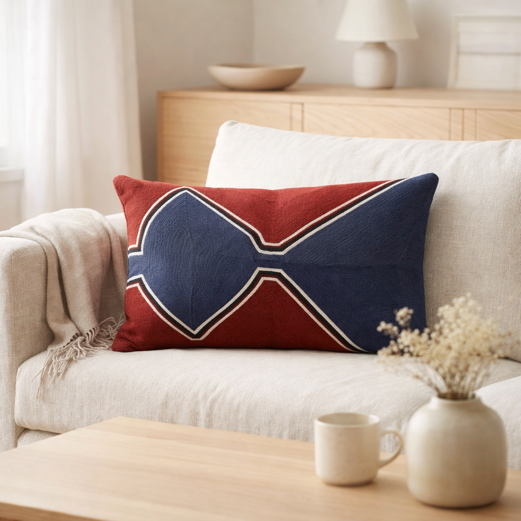 Coussin Mila Rubis 30 x 50 en situation