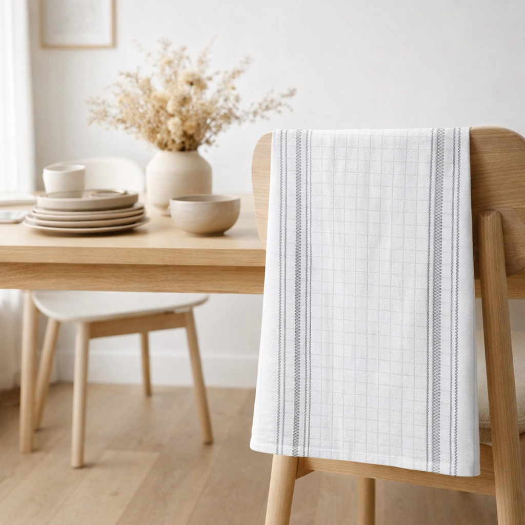 Torchon Damier gris en situation