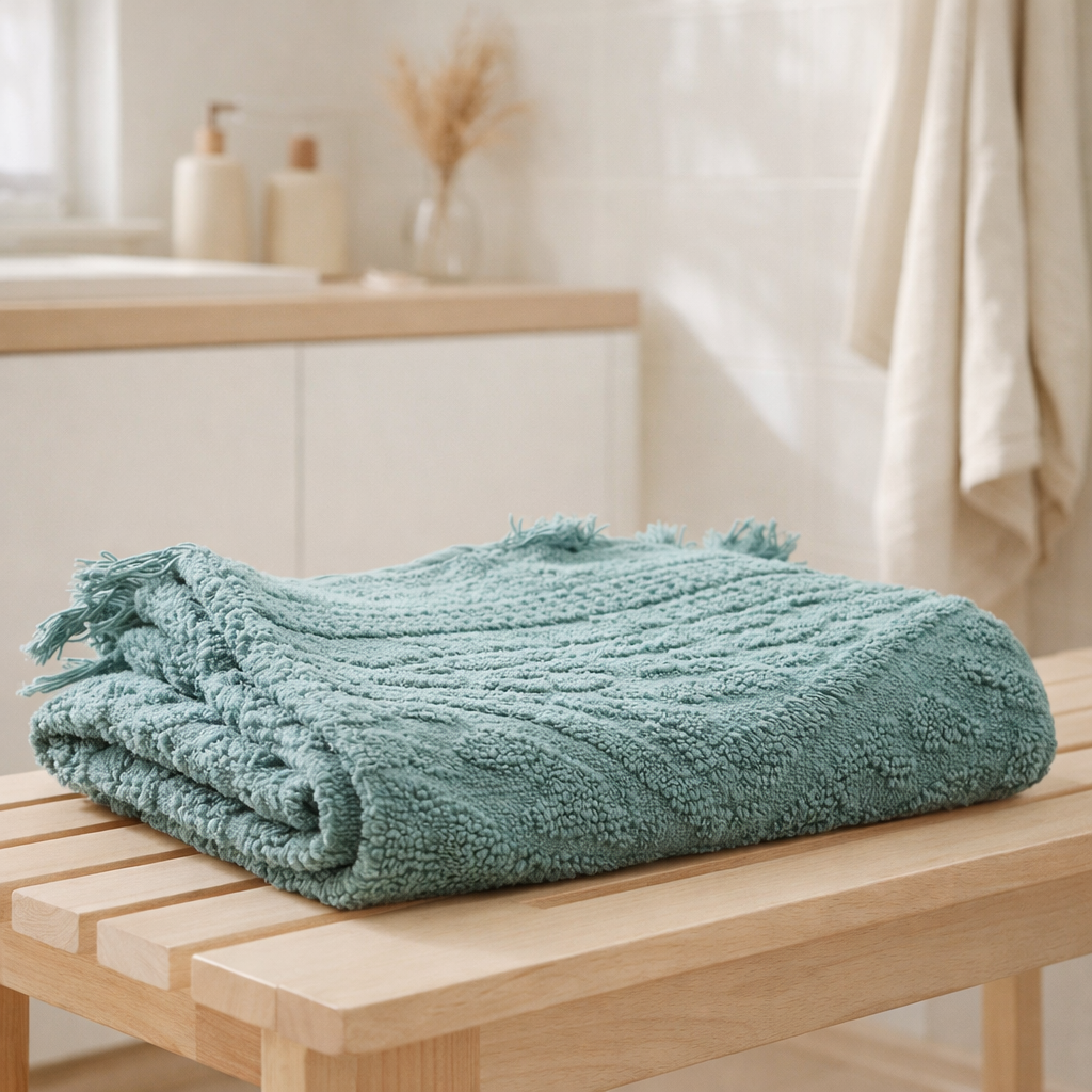 Drap de Douche Zoé Vert de Gris 70 X 140 en situation