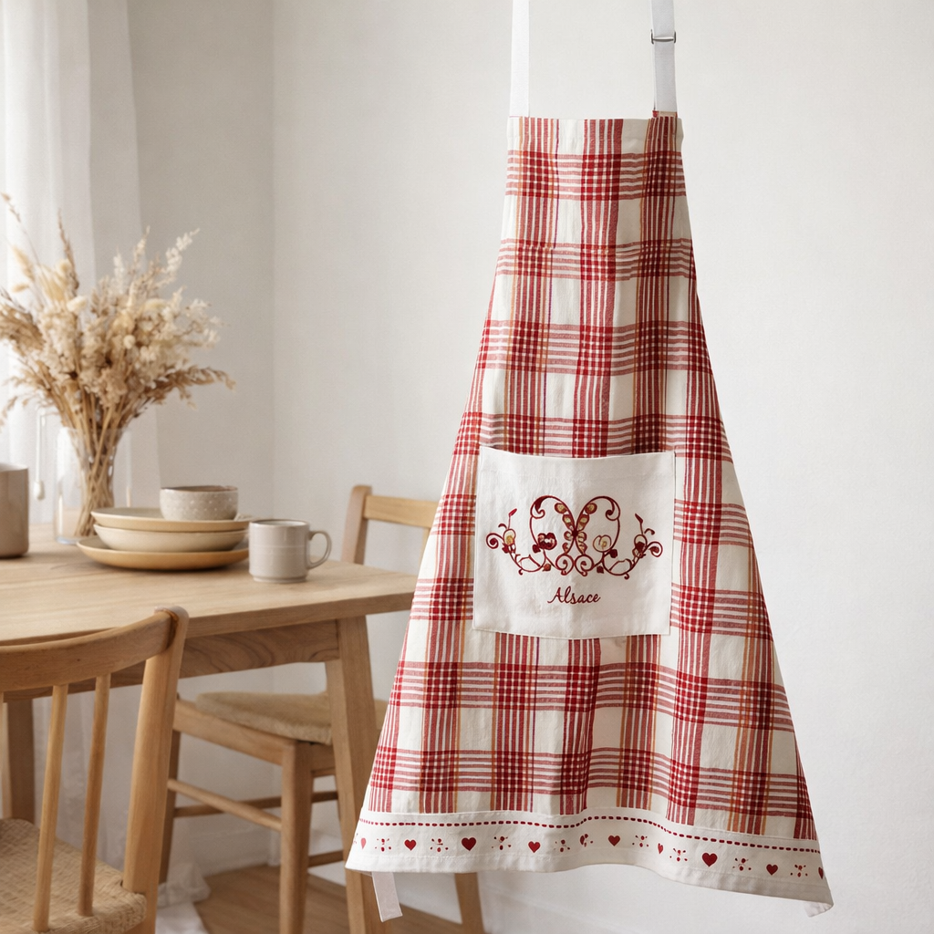 Tablier de cuisine Harz Rouge 80 x 85 en situation