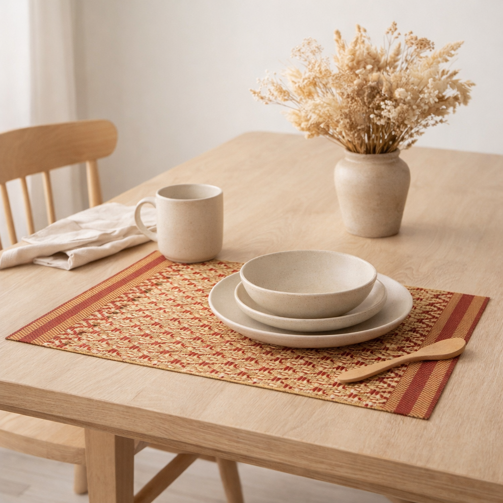 Set de table Kadra Rouge/or 33 x 45 en situation