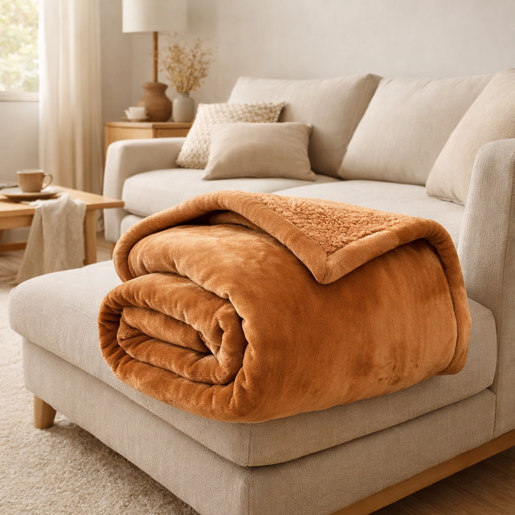 Maxi plaid Michka Bronze 180 x 220 en situation