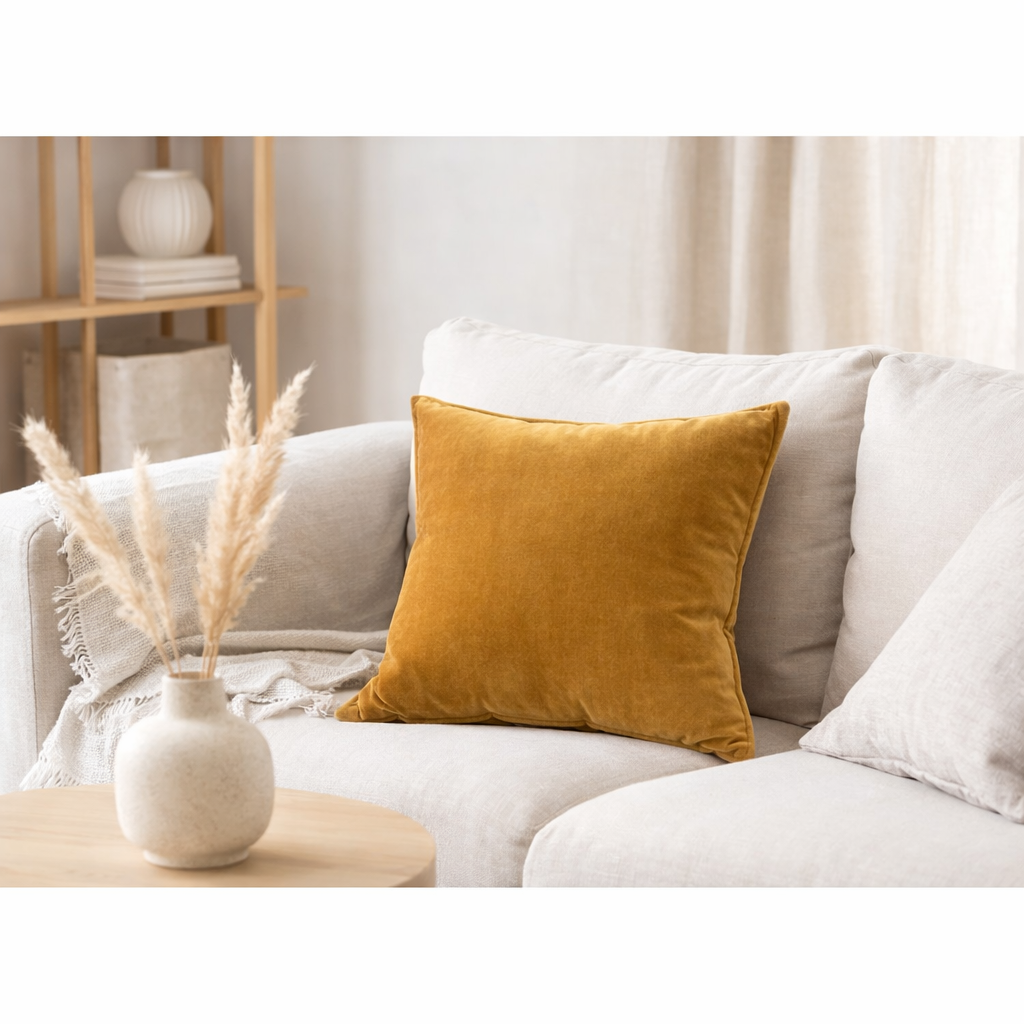 Coussin uni Fara Lin 45 x 45 en situation