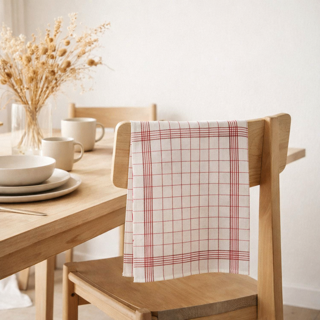 Torchon Metis Carreaux rouge en situation