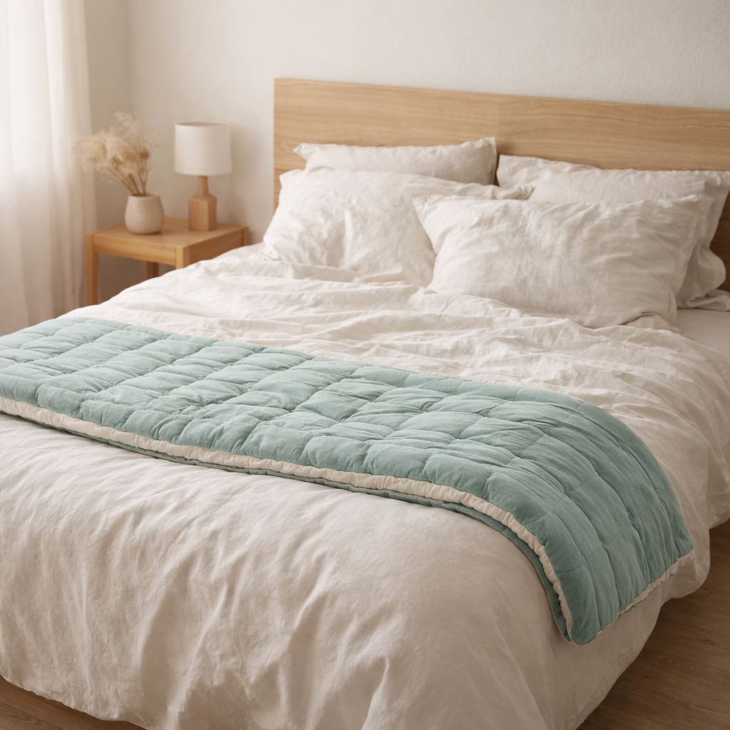 Chemin de lit uni Elise Opaline 90 x 240 en situation