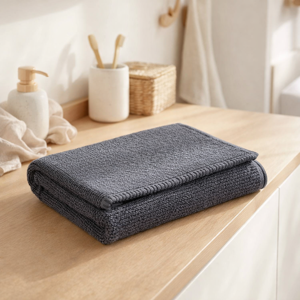 Serviette de toilette Bora Ombre 50 x 100 en situation