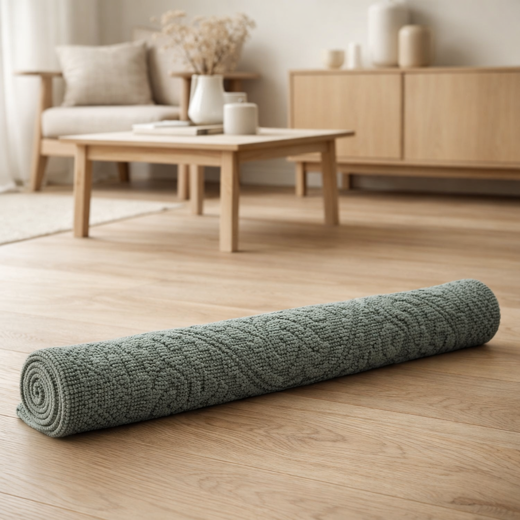 Tapis de bain uni Enzo Thym 54 x 64 en situation