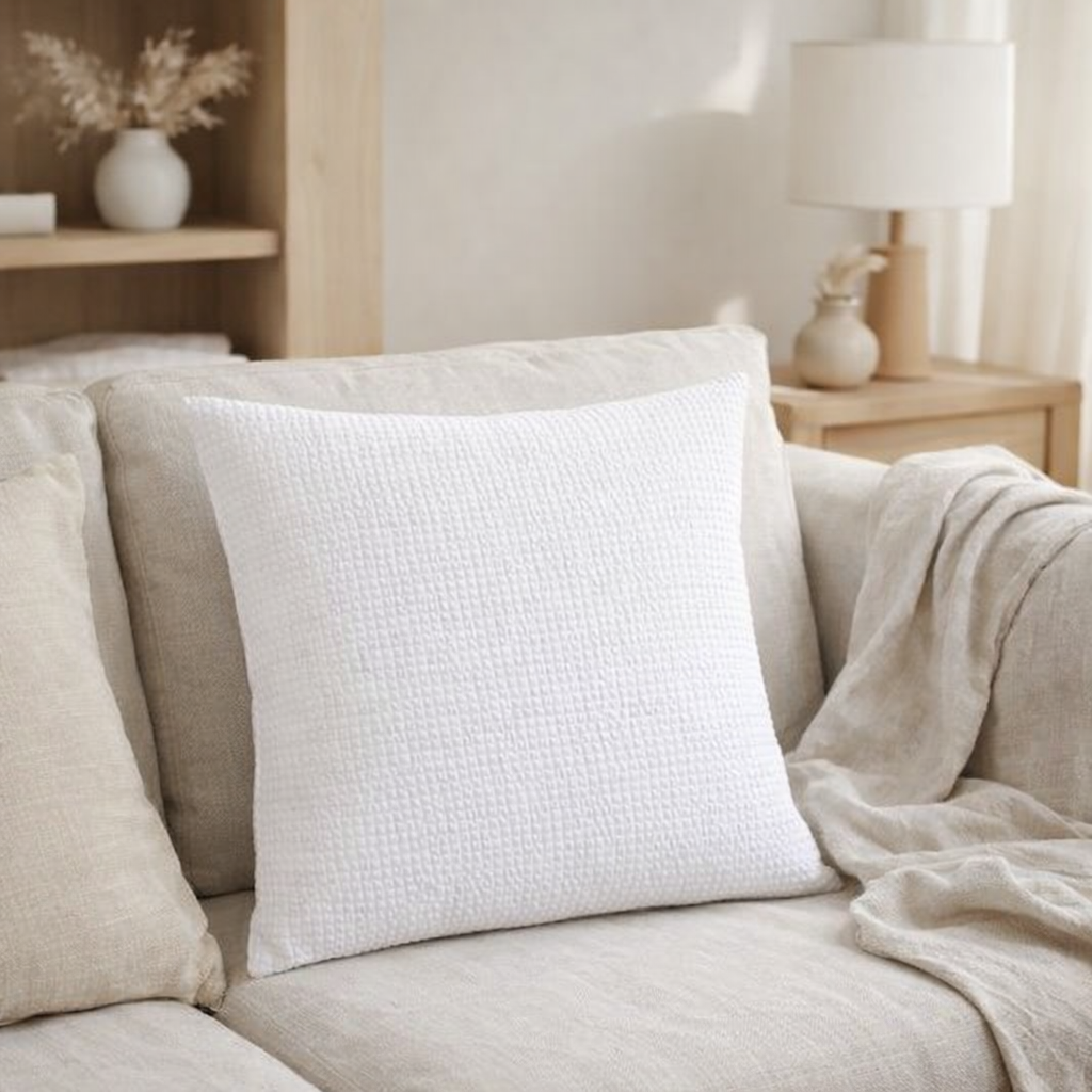 Coussin Maia Blanc Blanc 45 X 45 en situation