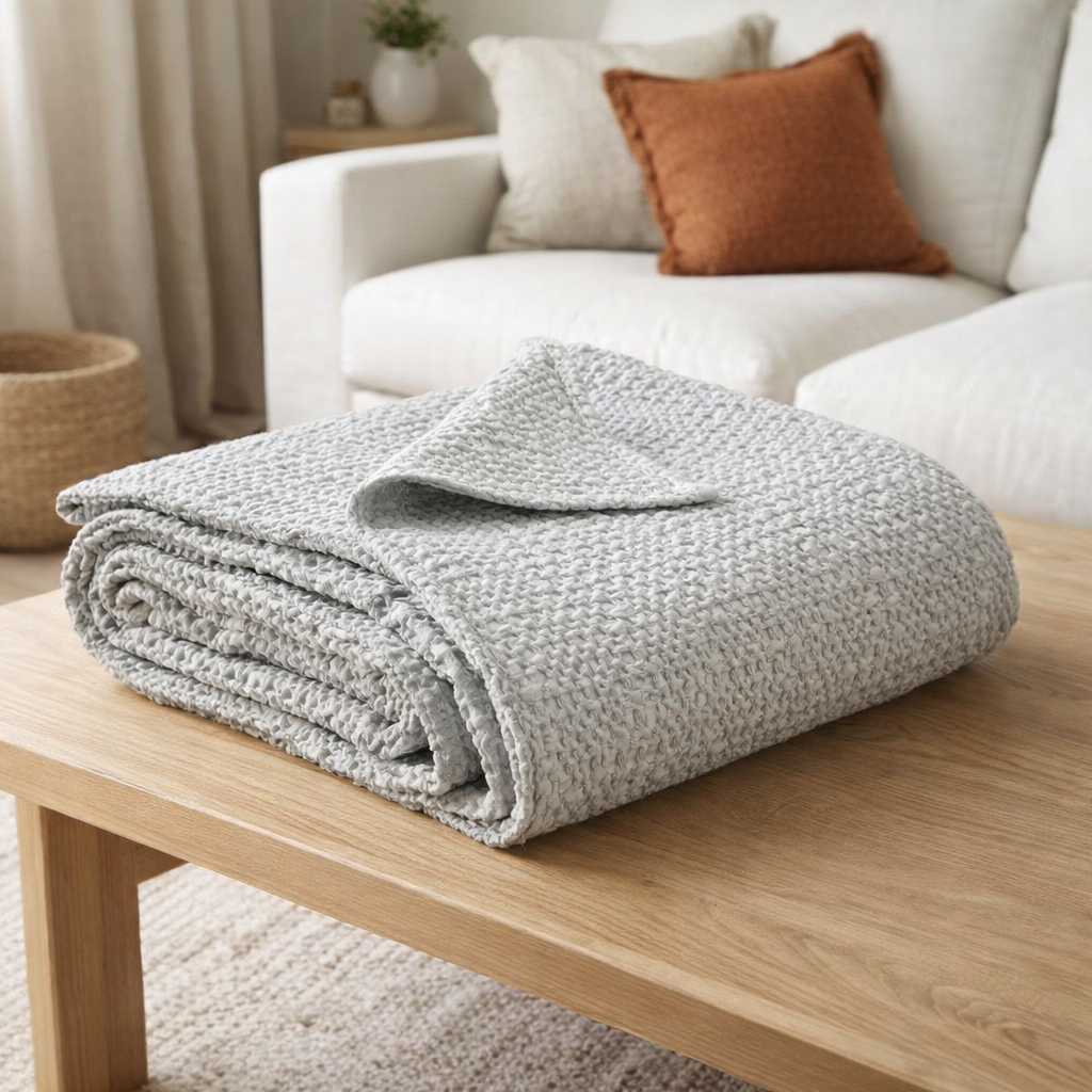 Plaid stonewashed Tana Perle 140 x 200 en situation