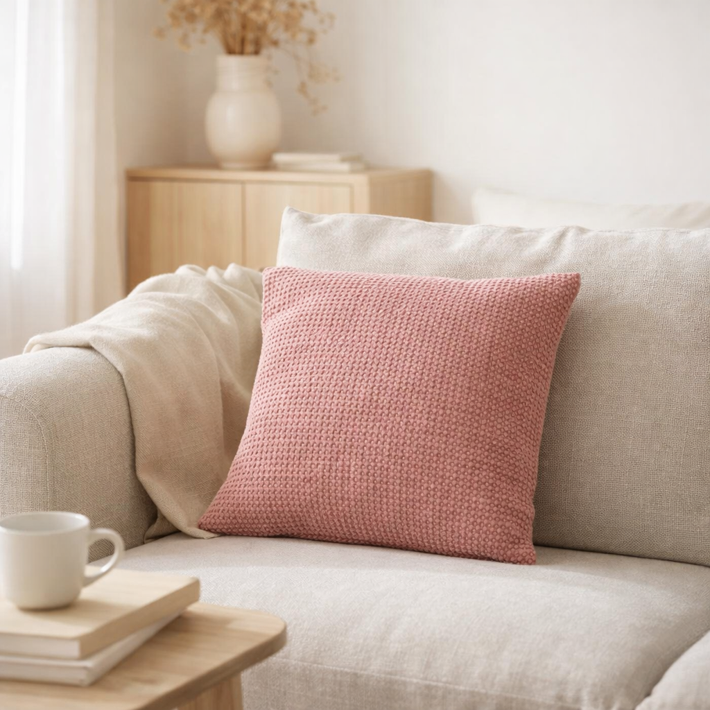 Coussin stonewashed Maia Pétale 45 x 45 en situation