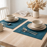 Lot de 2 serviettes de table recyclées Delia Paon 41 x 41 en situation