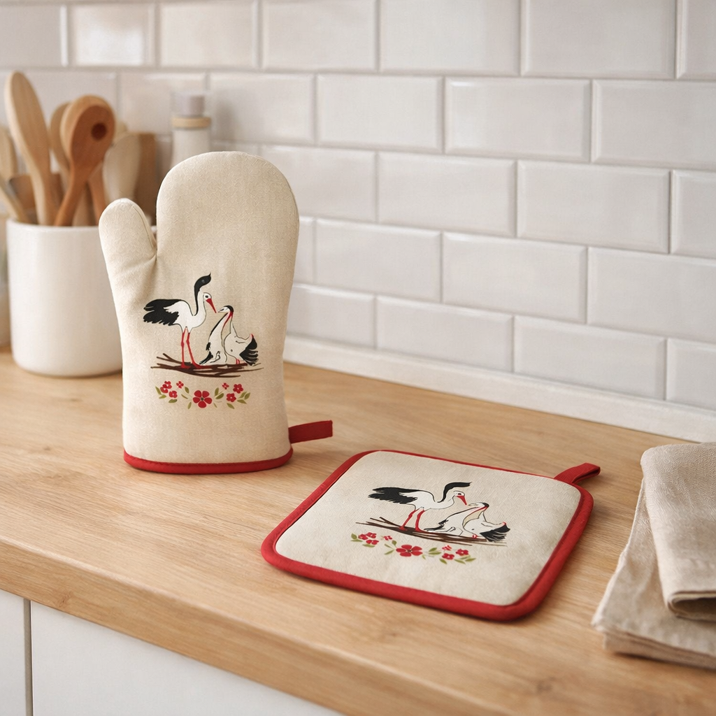 Lot Gant de cuisine/Manique Zamma Ficelle 18 x 28 en situation