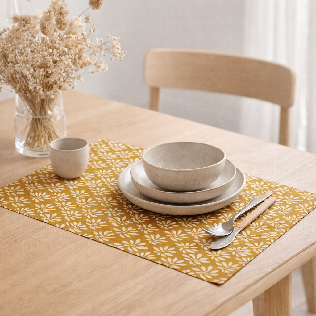 Set de table enduit Pompei Bronze 33 x 48 en situation