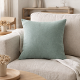 Coussin uni Zeff Vert de gris 45 x 45 en situation