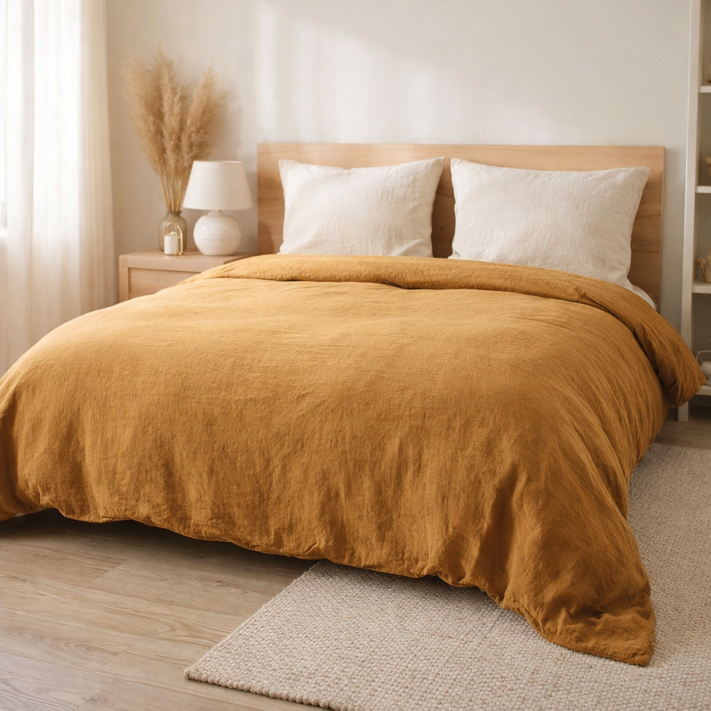 Housse de couette stonewashed Zeff Bronze 240 x 220 en situation