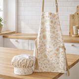 Tablier de cuisine et toque en coton bio Pandi Naturel 52 x 63 en situation