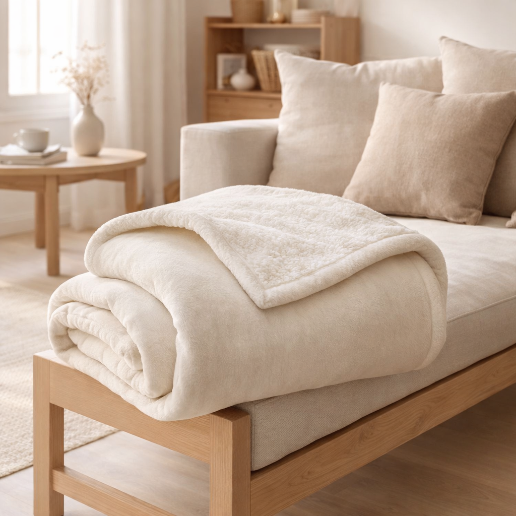 Plaid Michka Neige 130 x 160 en situation