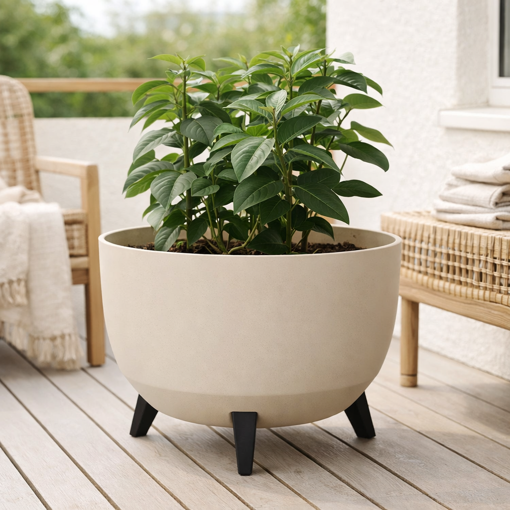 Jardinière d'extérieur Doppio Beige en situation