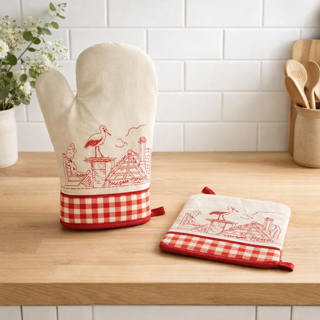 Lot Gant de cuisine/Manique Assa Ficelle 18 x 28 en situation