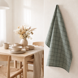 Torchon Metis Kilia carreaux Vert de gris 50 x 70 en situation