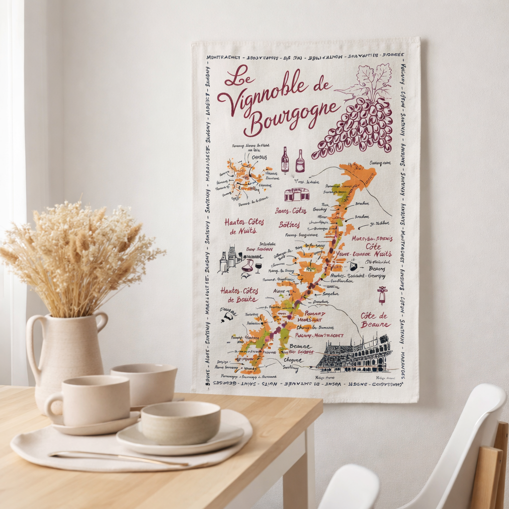 Torchon La Carte Des Bourgognes en situation