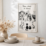 Torchon Dubout Entre Chats Et Chiens Ecru 48 X 72 en situation