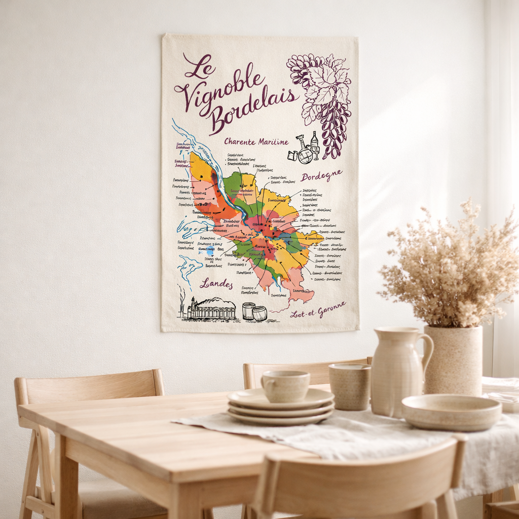 Torchon La Carte Des Bordeaux en situation