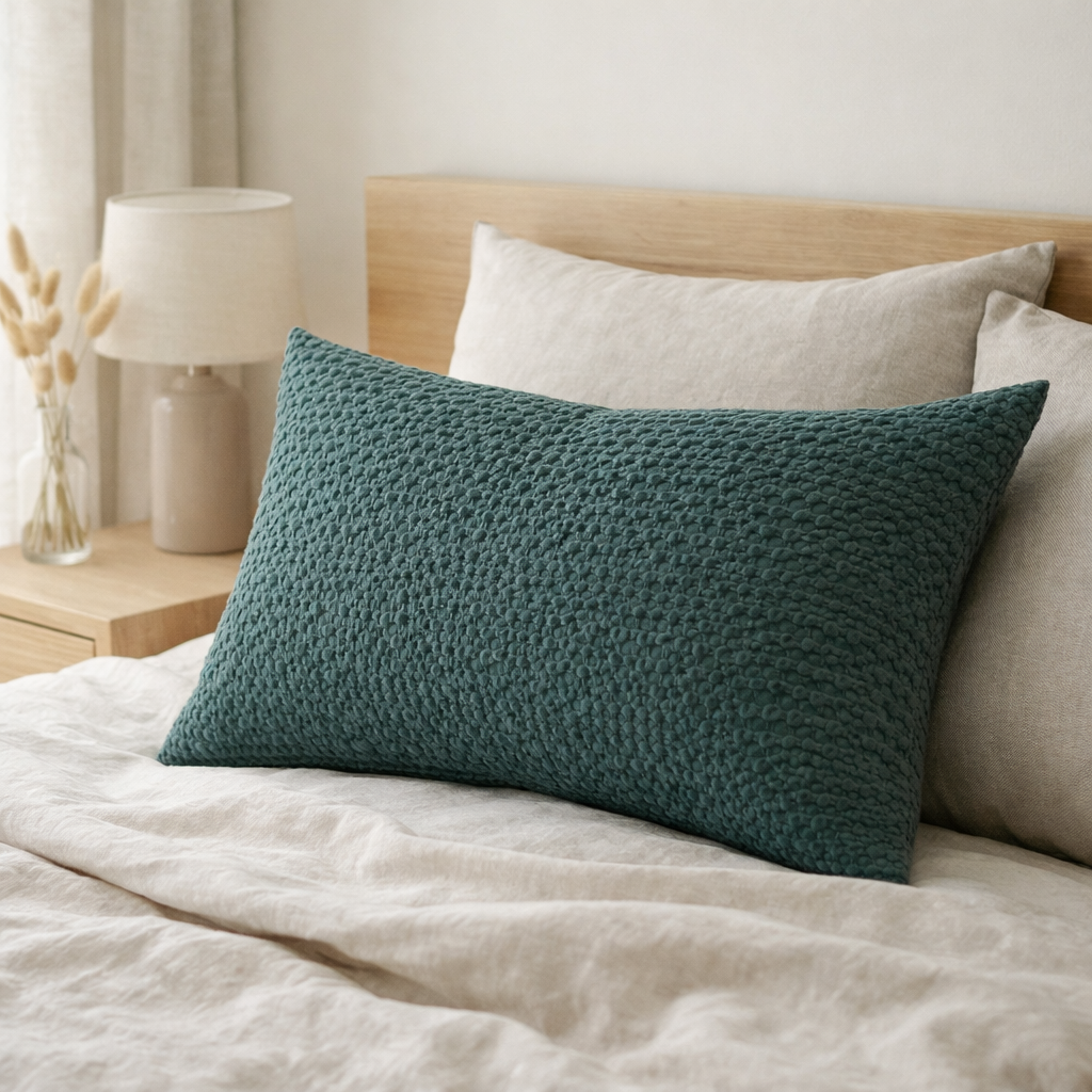 Coussin Stonewashed Tana Prusse 40 X 65 en situation