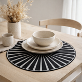 Set de table feutre Raini Noir/argent diamétre 40 cm en situation