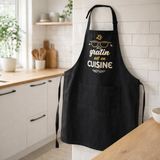 Tablier de cuisine Peps recylé Le gratin avec poche Noir 90 x 72 en situation