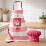 Tablier de cuisine enfant et Toque enfant Sissi Rose 52 x 63 en situation