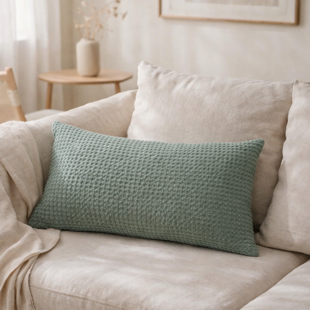 Coussin Maia Vert Vert de Gris 30 X 50 en situation