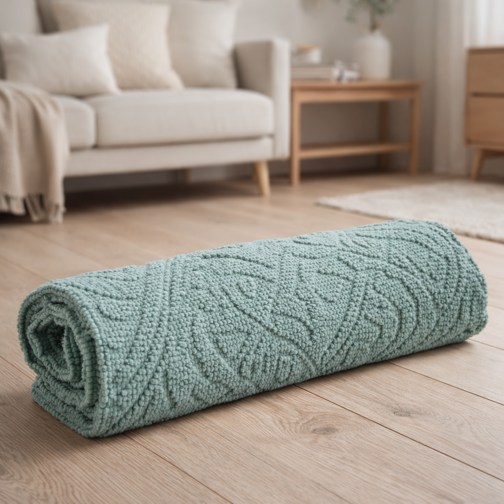 Tapis de Bain Enzo Vert de Gris en situation