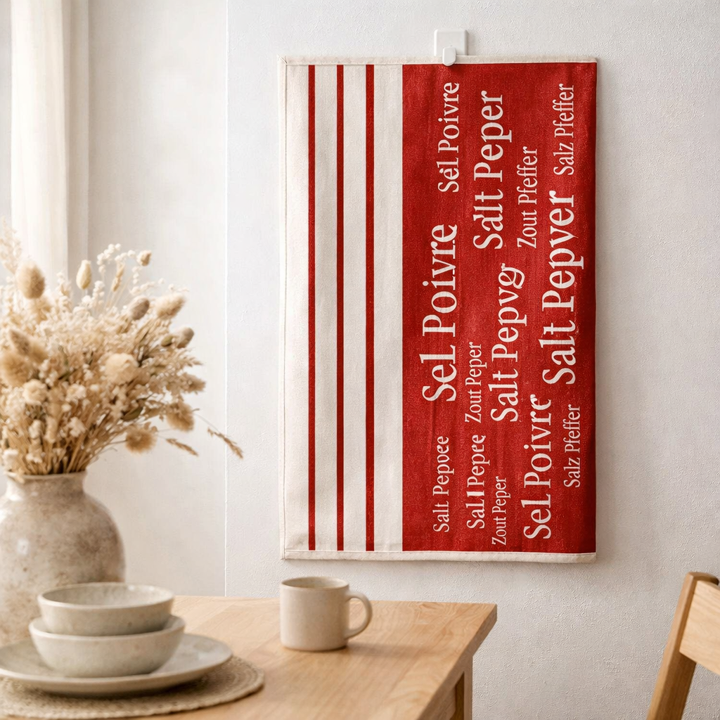 Torchon metis Sel & Poivre rouge en situation