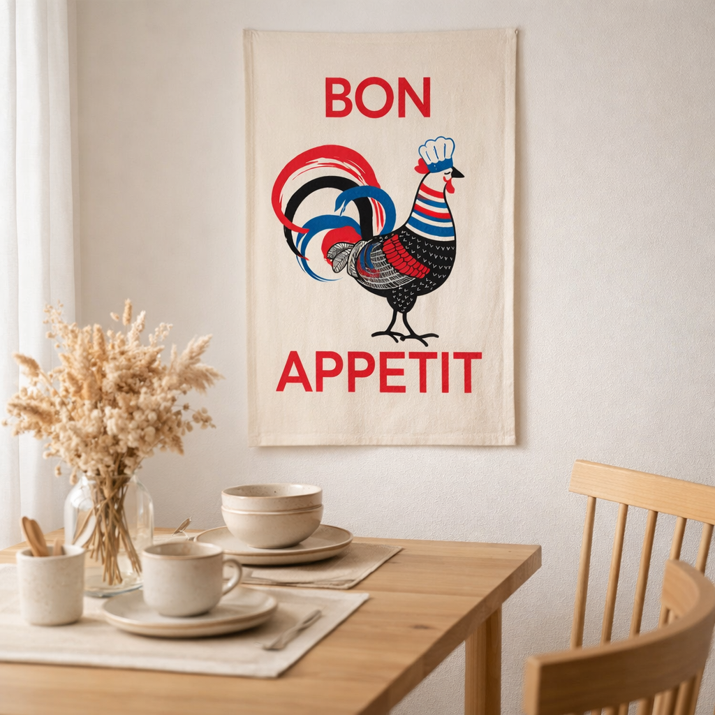 Torchon Bon appétit Ecru 48 x 72 en situation